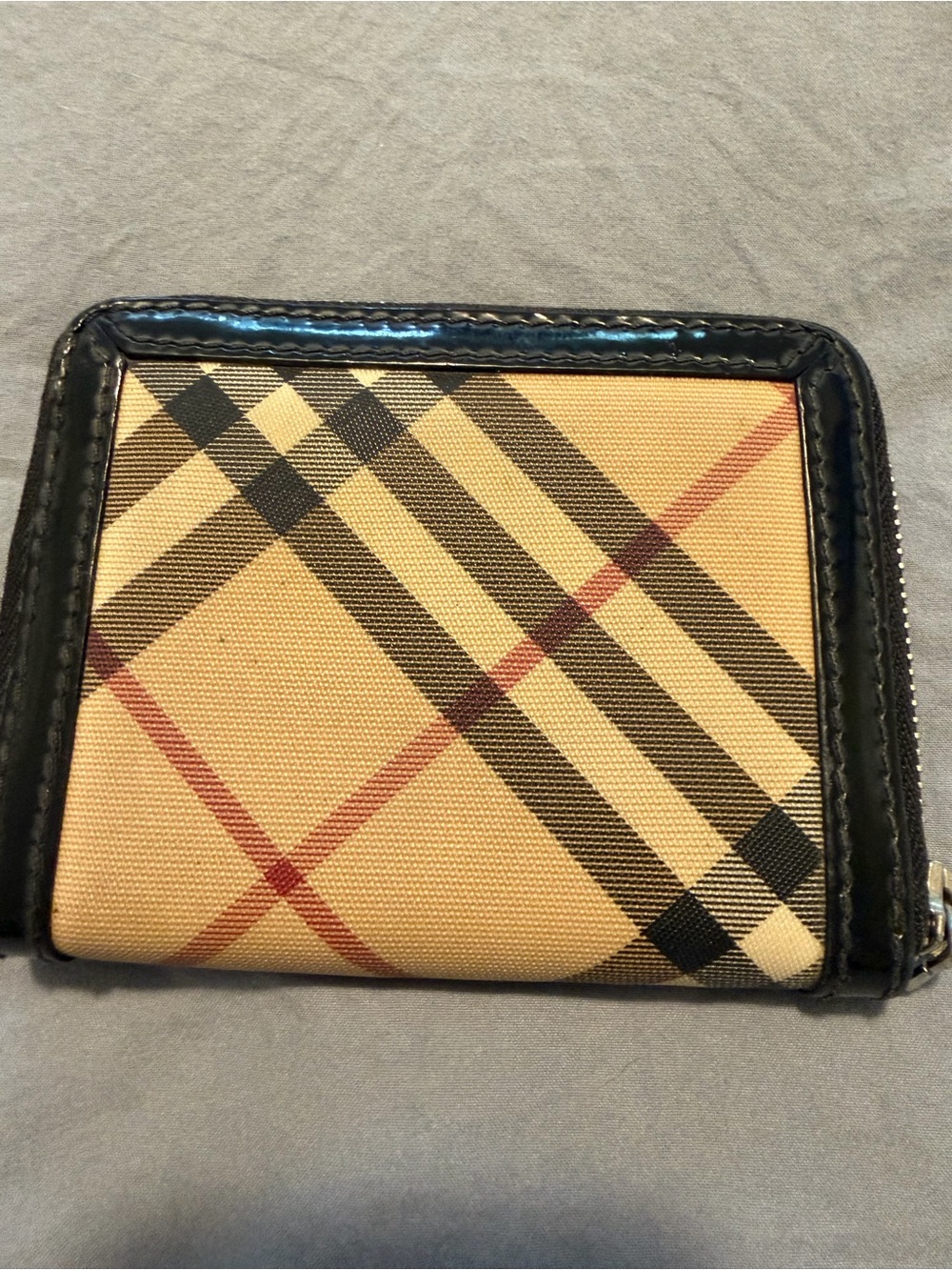 Burberry Beige Plaid Zip Wallet